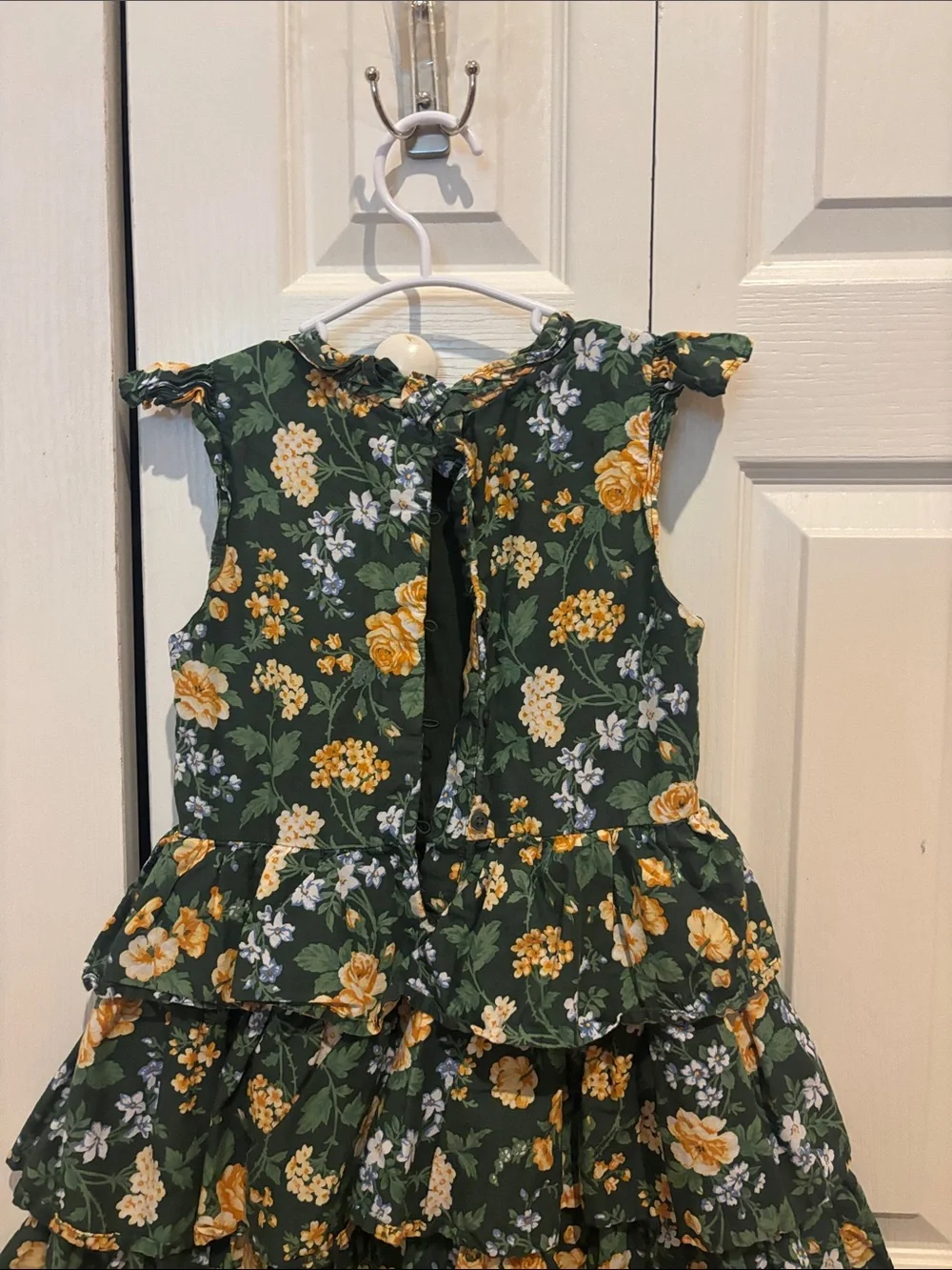 Janie and Jack Green Floral Tiered Ruffle Dress